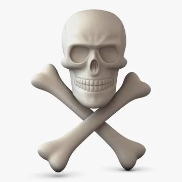 Illustration 3D Stylized 3D Render of Pirate Skull with Crossbones Stock Illustration