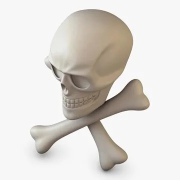 Illustration 3D Stylized 3D Render of Pirate Skull with Crossbones Stock Illustration