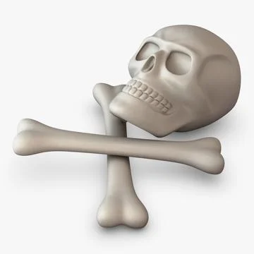 Illustration 3D Stylized 3D Render of Pirate Skull with Crossbones Stock Illustration