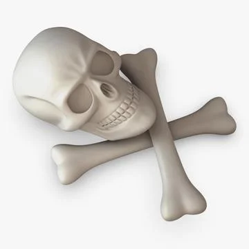 Illustration 3D Stylized 3D Render of Pirate Skull with Crossbones Stock-Illustration