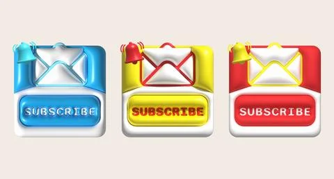Illustration 3D subscribe icon. Subscribe button. 3D element. Stock Illustration