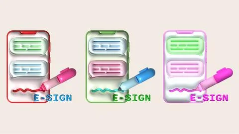 Illustration 3D. Talking text writing pen icon on smartphone. text messagin.. Illustrazione stock