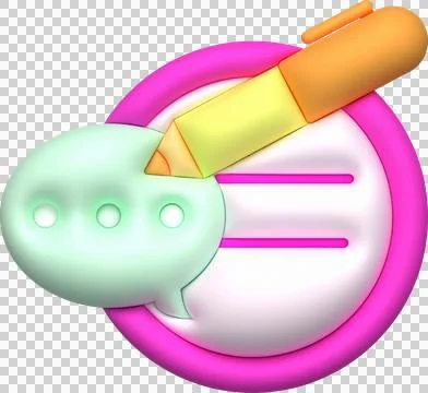 Illustration 3d. Talking text writing pen icon. text messaging concept Stock Illustration
