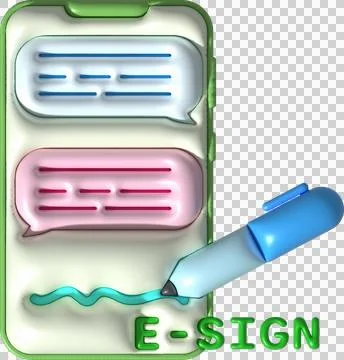 Illustration 3D. Talking text writing pen icon on smartphone. text messagin.. Illustrazione stock