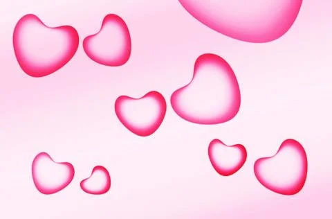 Illustration of 3D Various Sized Hearts Pattern on Gradient Pink Background 스톡 일러스트