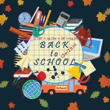 Illustration 5 on the school theme, design of school subjects and subjects re Stock Illustration