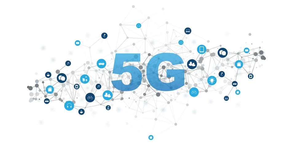 An illustration of 5G wireless network technology and Internet of Things (I.. Stock Illustration