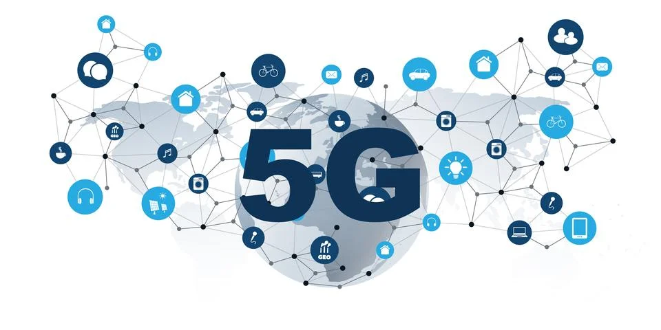 An illustration of 5G wireless network technology and Internet of Things (I.. Stock Illustration