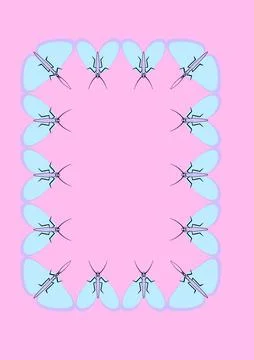 Illustration on A4 format - frames of moths. Design element for the design of Illustrazione stock
