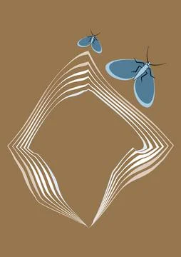 Illustration on A4 format - frames of moths. Design element for the design of Stock Illustration