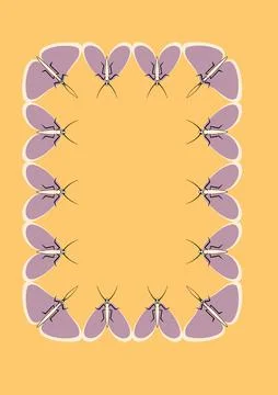 Illustration on A4 format - frames of moths. Design element for the design of Illustrazione stock