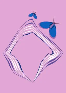 Illustration on A4 format - frames of moths. Design element for the design of イラスト素材