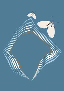 Illustration on A4 format - frames of moths. Design element for the design of 스톡 일러스트