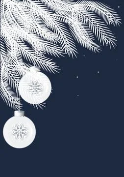 Illustration on A4 format - spruce branch, New Year card. Design element Stock Illustration