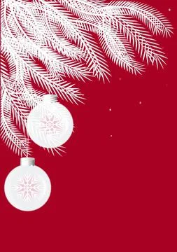 Illustration on A4 format - spruce branch, New Year card. Design element Stock Illustration