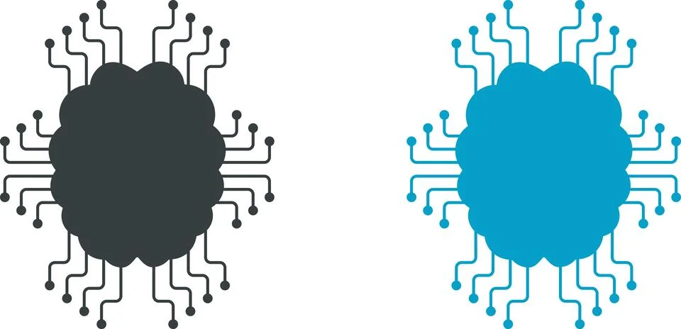 Illustration about artificial intelligence in the form of a human brain, flat Stock Illustration