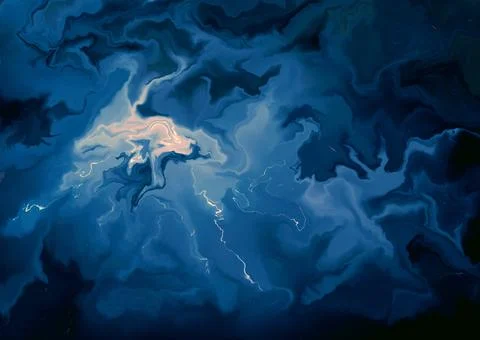 Illustration of an abstract background of mixed blue oily paints Stock Illustration