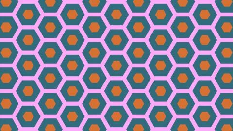 Illustration abstract of colorful hexagon of same color and different surroun 库存插图