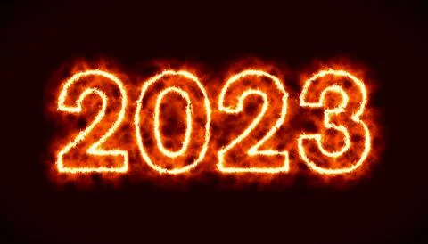 Illustration of abstract fire of the numbers 2023 - represents the new year Stock Illustration