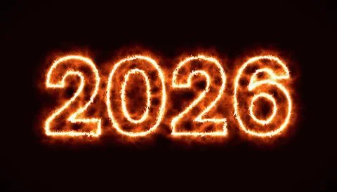 Illustration of an abstract fire with the year 2026. Stock Illustration