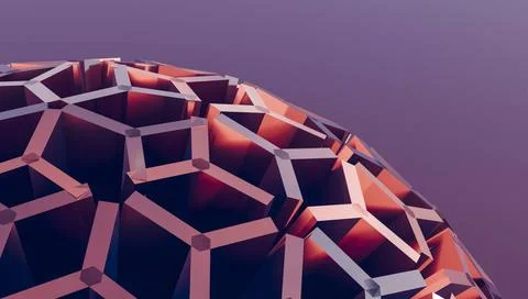 Illustration, Abstract geometric structure with interconnected metallic fa... Stock Photos