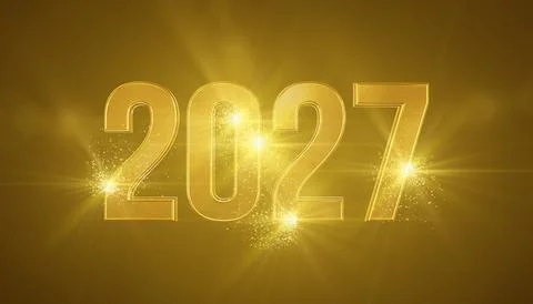 Illustration of abstract light elements and the number 2027. Stock Illustration
