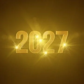 Illustration of abstract light elements and the number 2027. Stock Illustration