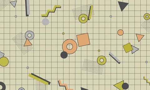 Illustration abstract minimal geometric pattern purple in memphis style white 库存插图