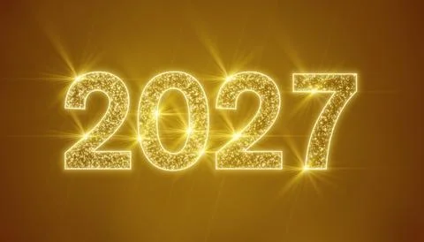 Illustration of abstract neon light with the numbers 2027. Stock Illustration
