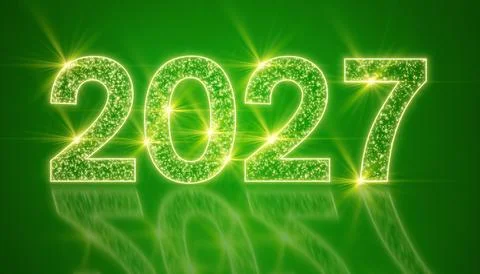 Illustration of abstract neon light with the numbers 2027. Stock Illustration