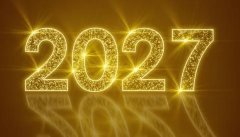 Illustration of abstract neon light with the numbers 2027. Stock Illustration