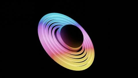 Illustration of Abstract seamless loop 3D render neon circle. Stock Illustration