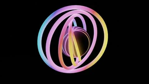Illustration of Abstract seamless loop 3D render neon circle. Stock Illustration