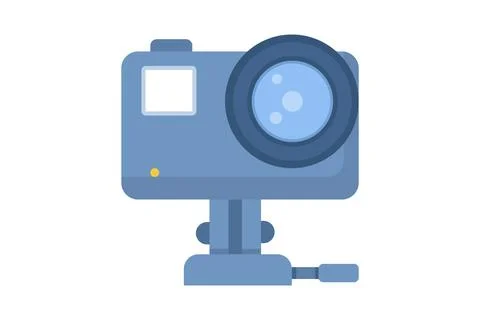 An illustration of an action camera icon, taking a picture with the camera. Stock Illustration