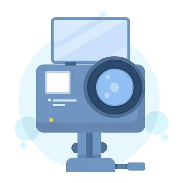An illustration of an action camera icon, taking a picture with the camera. Stock Illustration