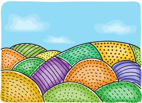 Illustration of agricultural fields Stock Illustration