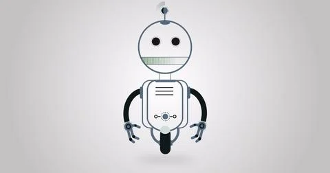 Illustration of ai chat bot and copy space on grey background Stock Illustration