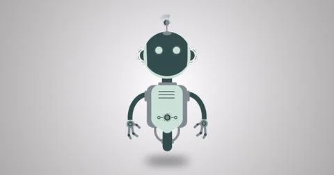 Illustration of ai chat bot and copy space on grey background Stock Illustration