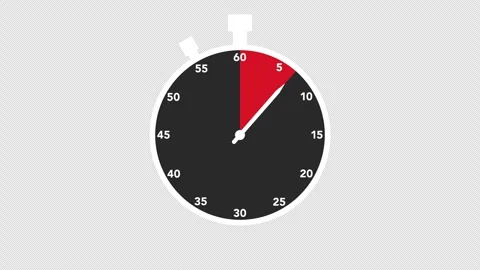 An illustration of an analog stopwatch that counts down Video stock 341547697