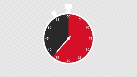 An illustration of an analog stopwatch that counts down Video stock 341547731