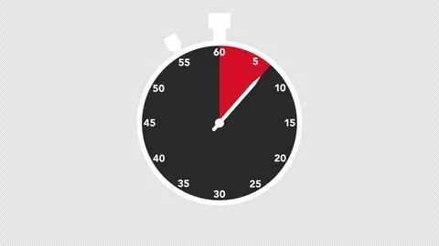 An illustration of an analog stopwatch that counts down Video stock 341547851