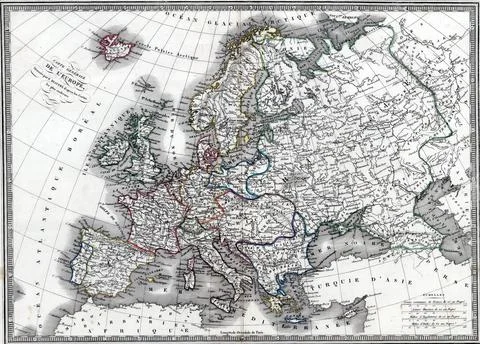 Illustration of an ancient map of Eurasia Stock Illustration
