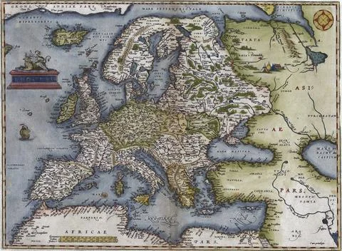 Illustration of an ancient Ortelius map Stock Illustration