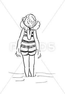 Illustration, Angel wearing swimsuit Stock Illustration