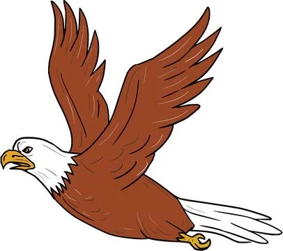 Illustration of an angry eagle flying wings flapping viewed from the side set on Stock-Illustration
