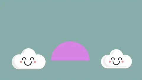 Illustration animated graphic fluffy clouds with rainbows Stock Footage 122575256