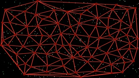 Illustration animated information network, red Voronoi diagram, moving red net Stock Footage 126185355