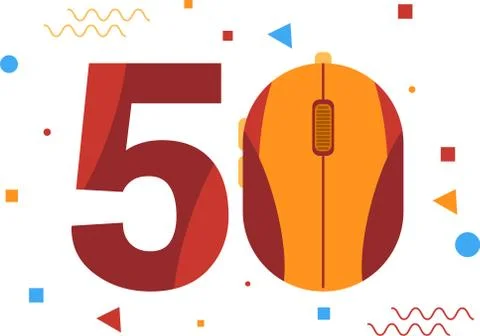 Illustration for an anniversary of a computer mouse Stock Illustration