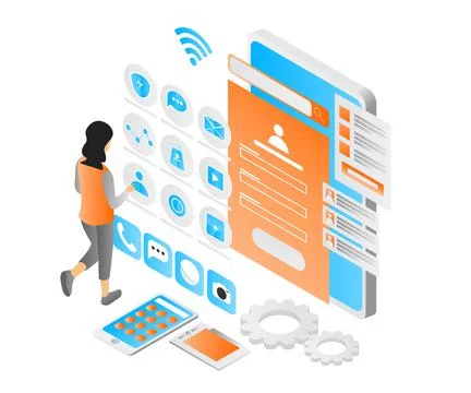 Illustration of app ui developer designer Stock Illustration