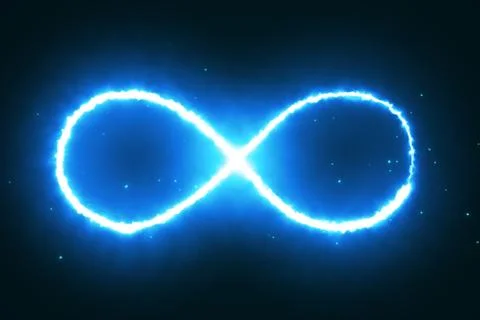 Illustration appearance of infinity shape from blue fire on dark background. Illustrazione stock